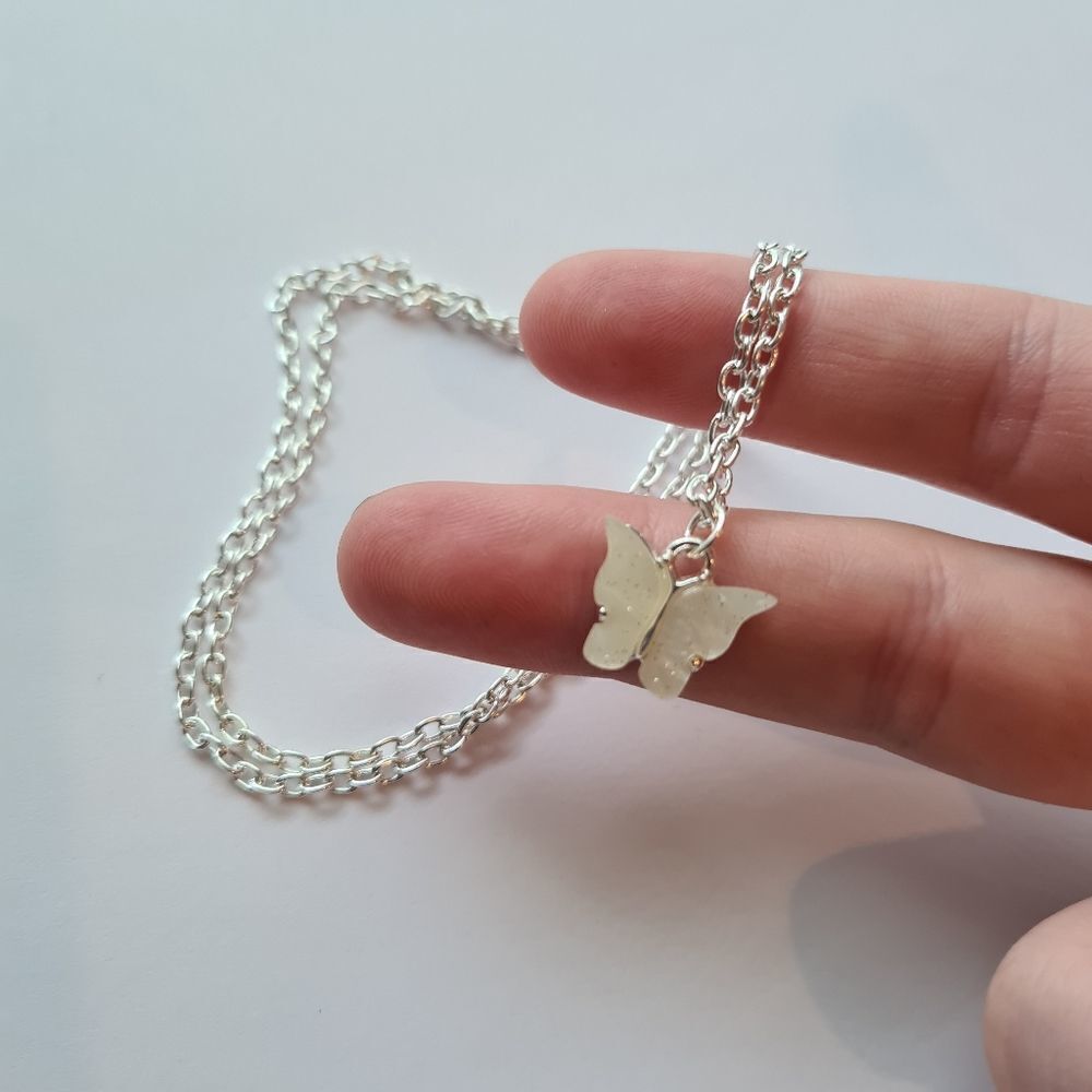 Cute White Butterfly Necklace for Women Sweet Gift